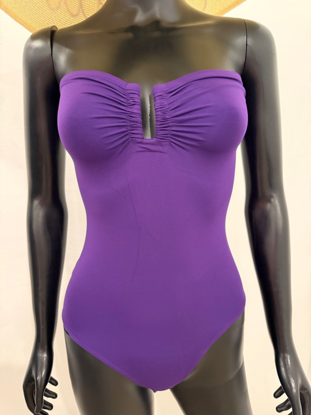 Eres Paris Strapless Bandeau Swimsuit Purple FR38 | Sculpting Luxury One Piece